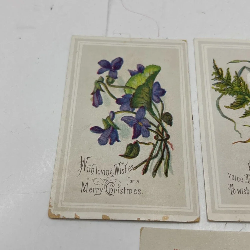 Vintage Floral Botanical Greeting Cards Lot of 3 – Christmas & New Year